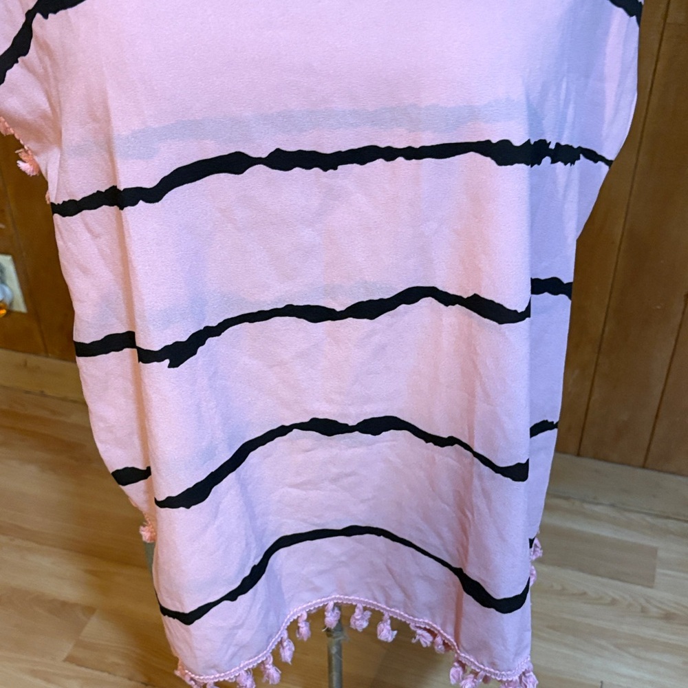 Chic Pink and Black Striped Women's Tunic